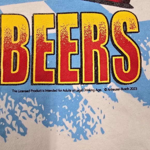 Abercrombie & Fitch Shirt Mens XXL Cream Graphic Budweiser Racing Cars - Picture 7 of 10